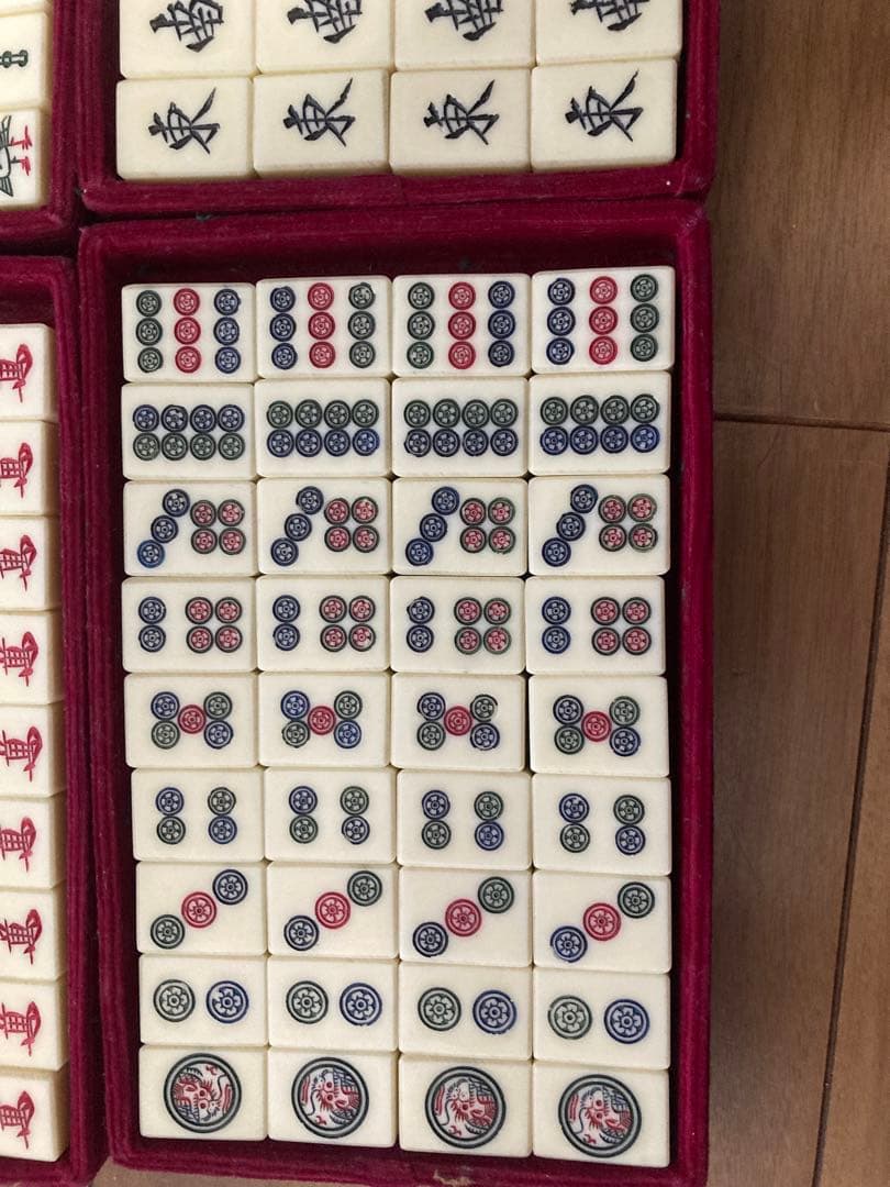 昭和中期 竹背 麻雀牌 26mm 花牌（春夏秋冬）点棒同材質 完品 骨董品