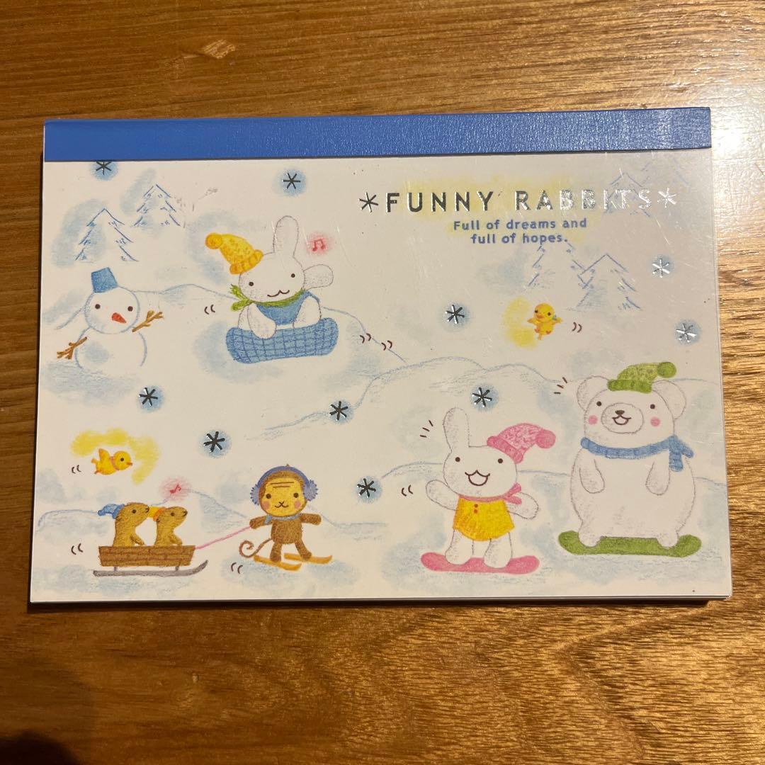 平成レトロ　メモ帳　ファニーラビッツ　うさぎ　くま　ポストカード付き