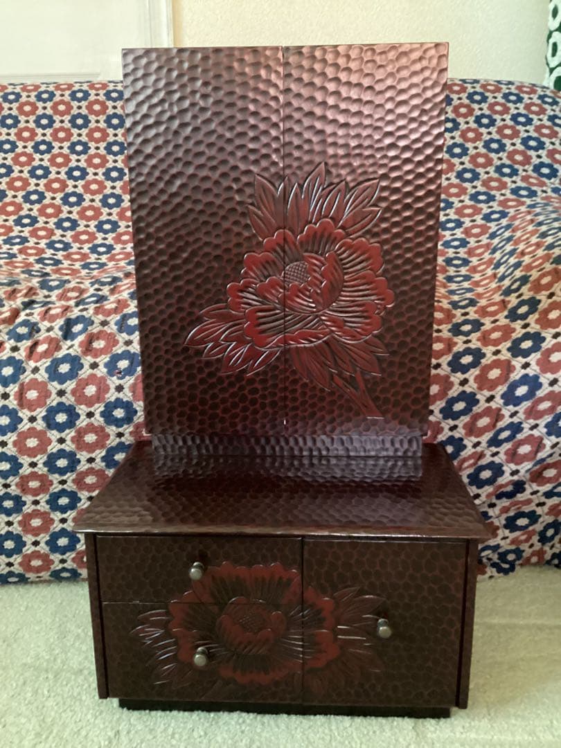 ❤️大寒セール❤️ 鎌倉彫・鏡台・三面鏡・牡丹花・昭和レトロ