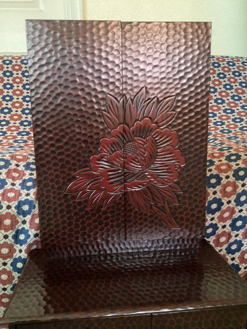 ❤️大寒セール❤️ 鎌倉彫・鏡台・三面鏡・牡丹花・昭和レトロ