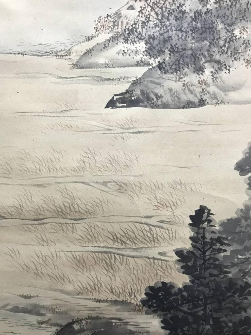 【真作】羽田桂舟/田家図/山水図/秋景山水図/掛軸/名家伝来/AC-749