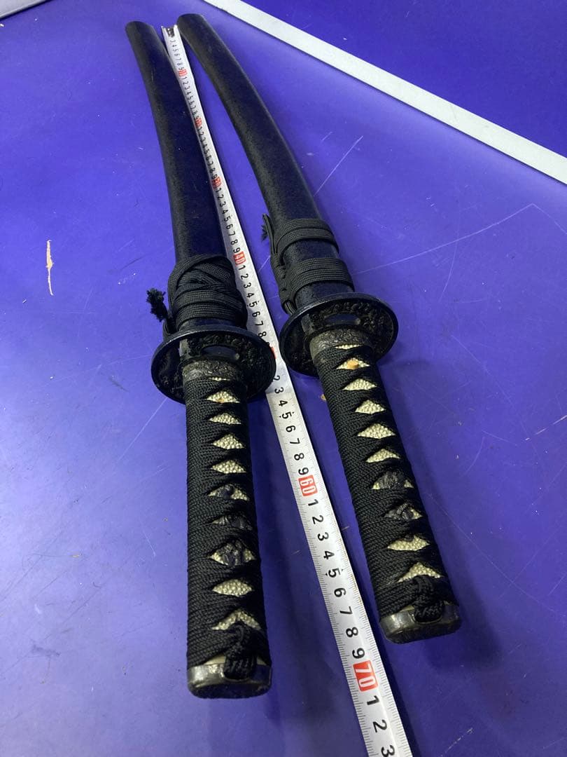 G）模造刀　日本刀　脇差　黒　2本セット