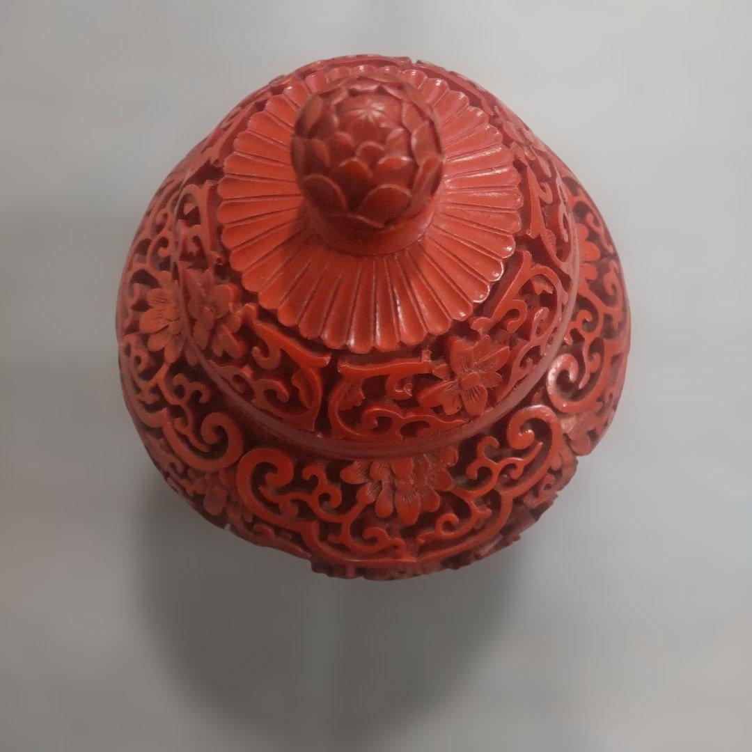 堆朱 中国美術工芸品 伝統美術 茶壺 蓋物