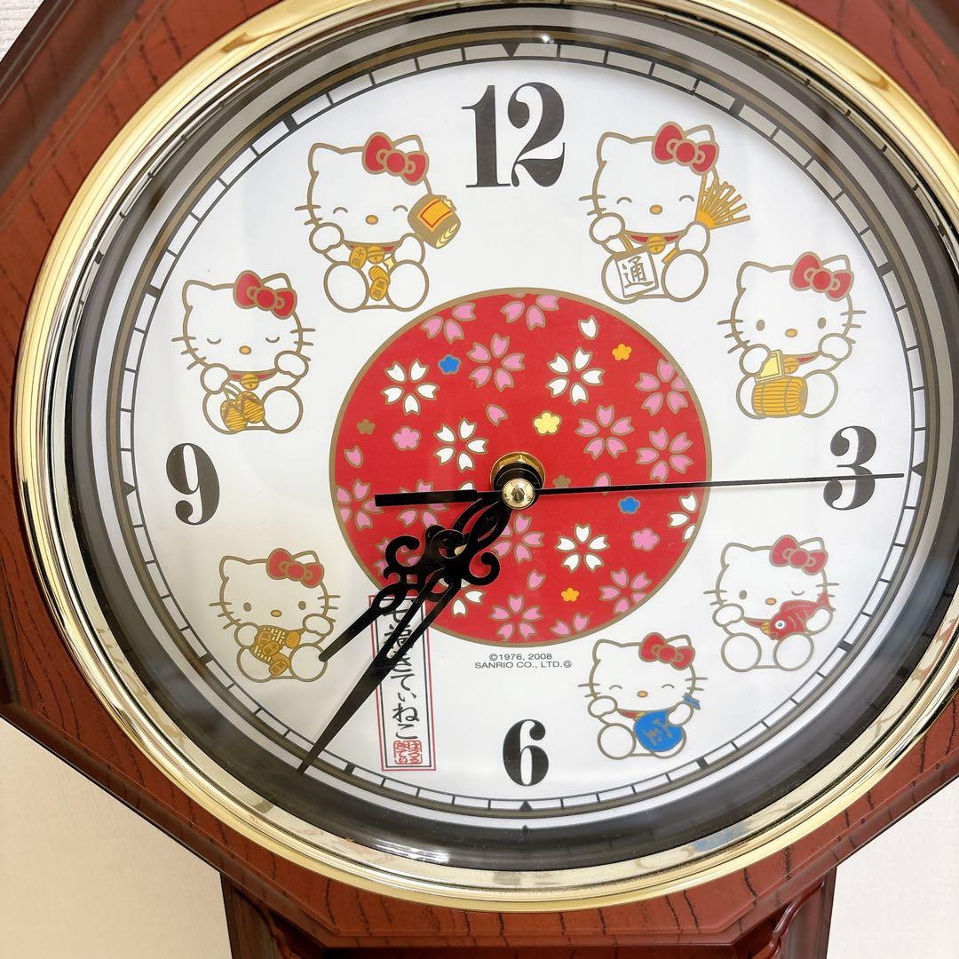 希少！七福きてぃねこ 壁掛け時計 振り子時計 ハローキティ