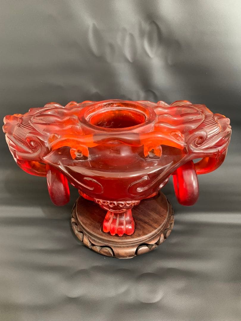 中国製　大香炉　琥珀調　骨董　古玩