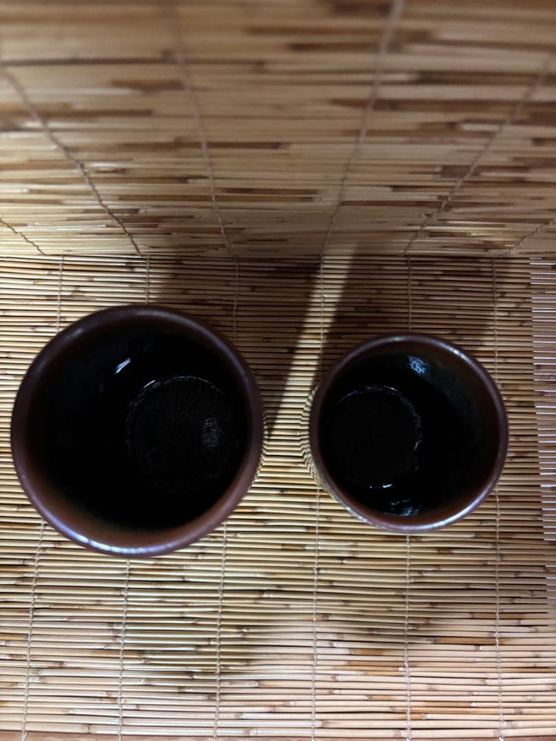 瀬戸市出身　加藤孝俊作　真玉園　箱入り　油滴天目　夫婦お湯呑み