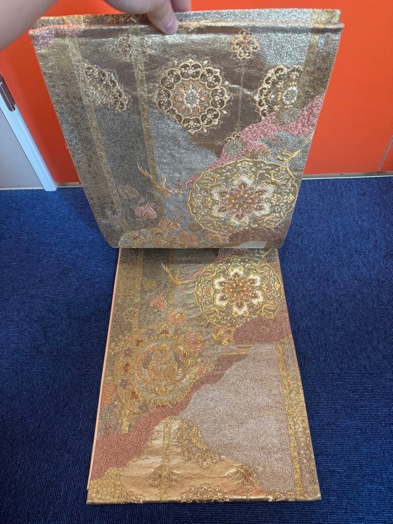 1923 袋帯 古代彫金紋  西陣織   金糸　高級上質上品　約440cm未使用