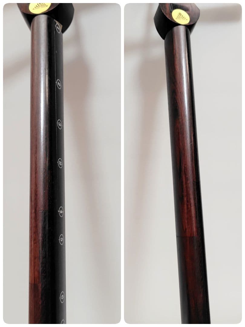 C059 【中古】三味線（子持ち綾杉／金細／二本溝）ケース・付属あり／修理前提