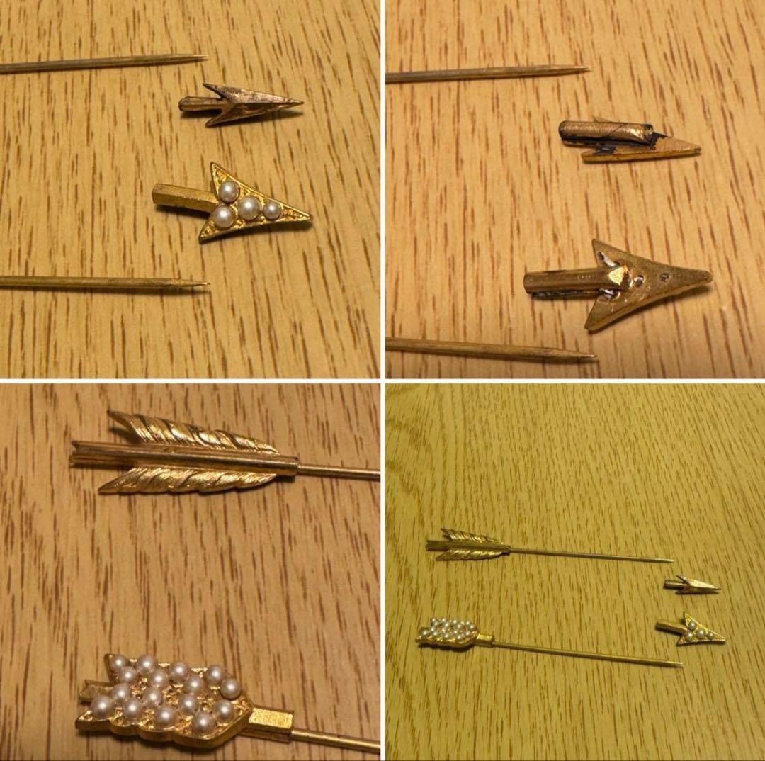 フランス　アンティーク　金バリ　矢のデザイン。ハットピン2本。長期保存