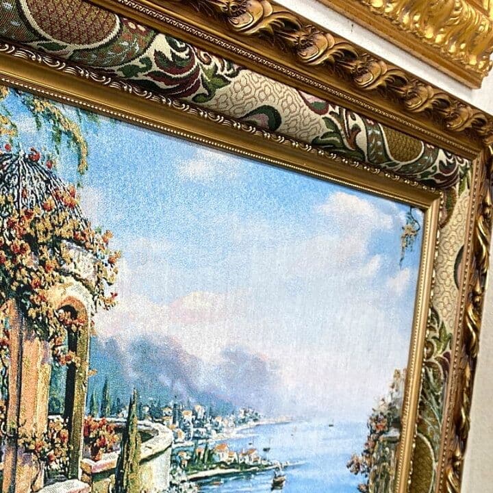 絵画　風景画　フランス・ゴブラン織り使用　良質キャンバス　豪華　金枠　額絵