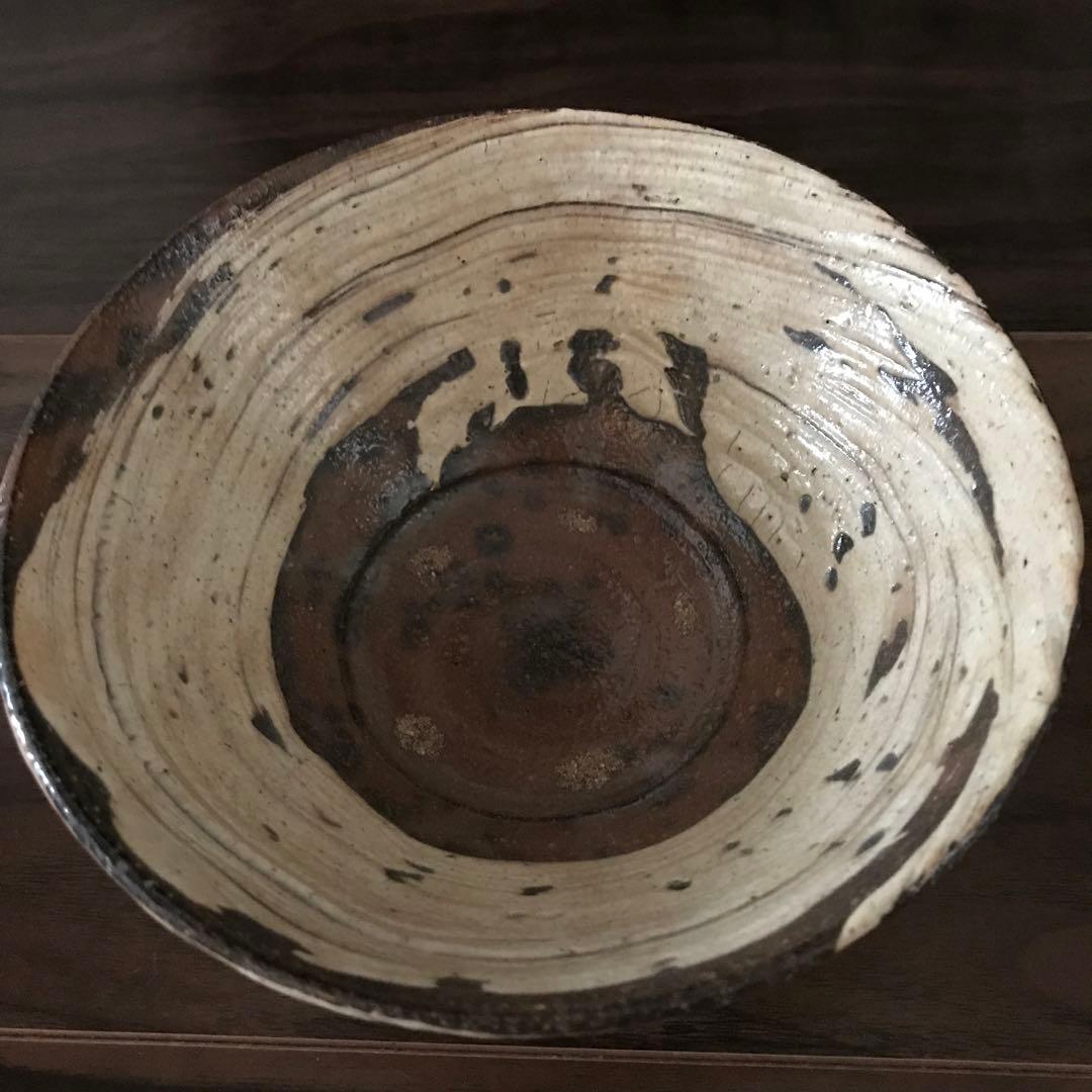 上野焼 三代山岡徹山 香春徹山窯 刷毛目茶碗 二重箱 共箱 仕覆 栞