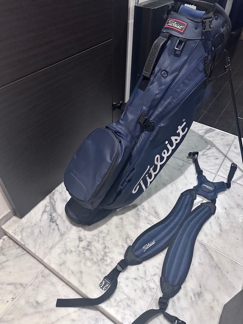 Titleist ネイビー キャディバッグ ポーチ レインウェア3点セット
