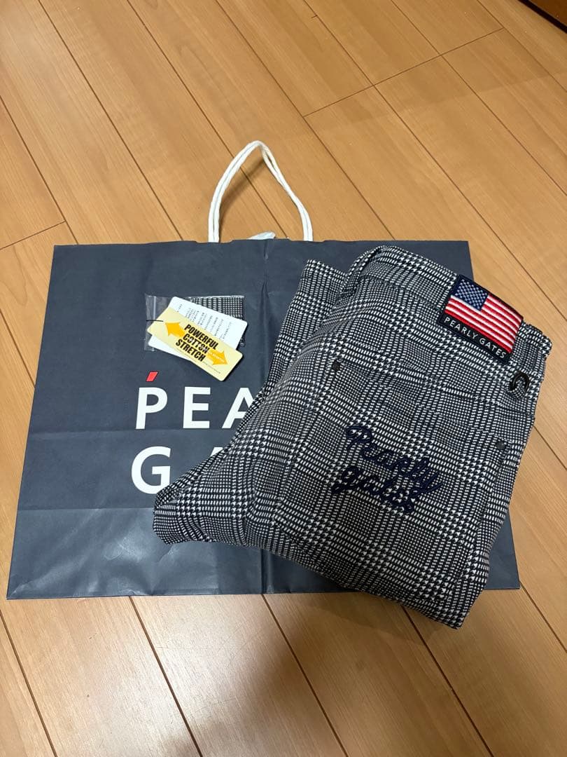 パーリーゲイツ 裏起毛 千鳥 チェック パンツ サイズ4 M相当 星条旗