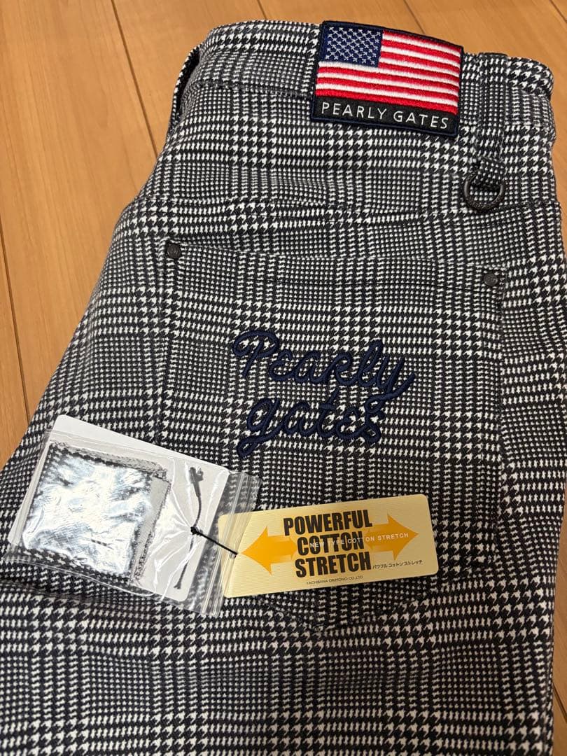 パーリーゲイツ 裏起毛 千鳥 チェック パンツ サイズ4 M相当 星条旗