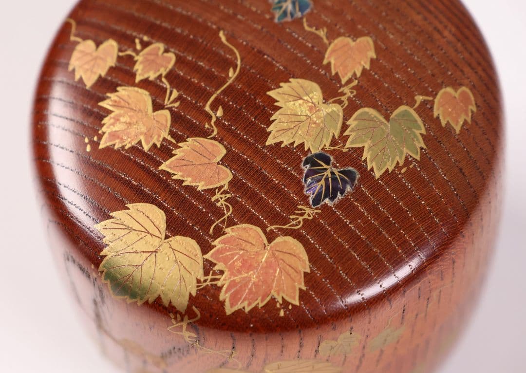 専用品 茶道具 中出松峰 欅拭漆 蔦蒔絵 中棗 共箱 木製 漆芸【MA907】