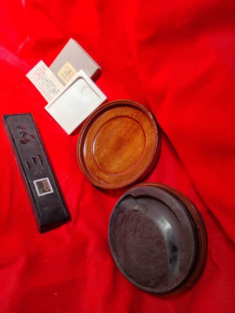 硯セット　ミニサイズ　丸形　東京老舗高級油煙古墨　習字
