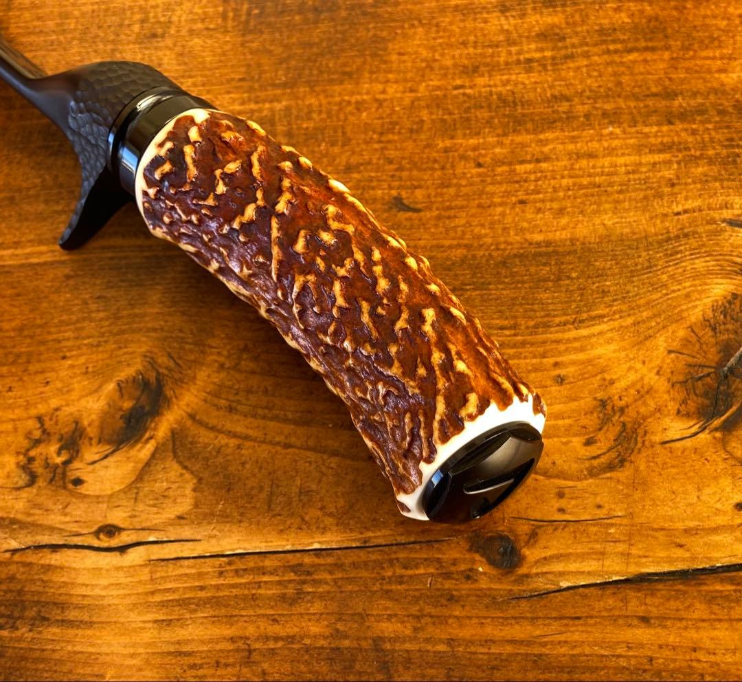 ガングリップ　ブラック　鹿の角グリップ　ハンドメイド　渓流釣り　トラウトロッド