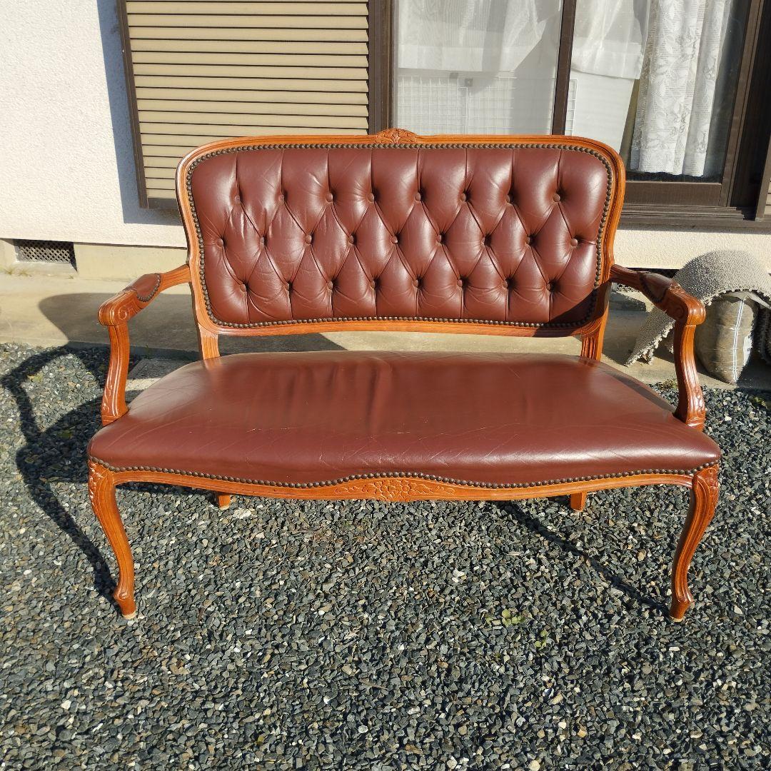 ロココ調　猫脚　二人掛けソファ