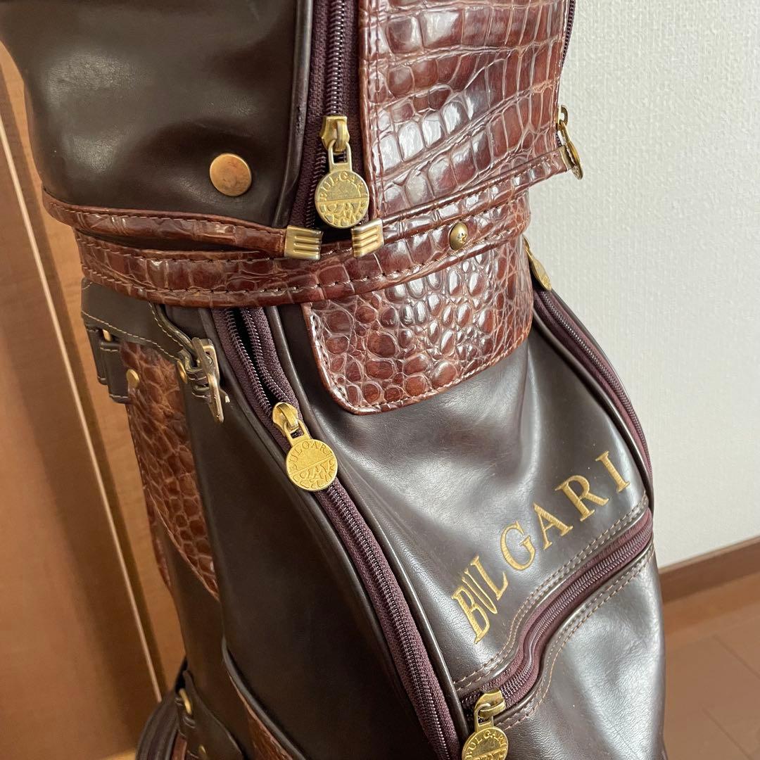 美品‼️希少人気！ブルガリ キャディーバッグ クロコ型押し ブラウン×ゴールド