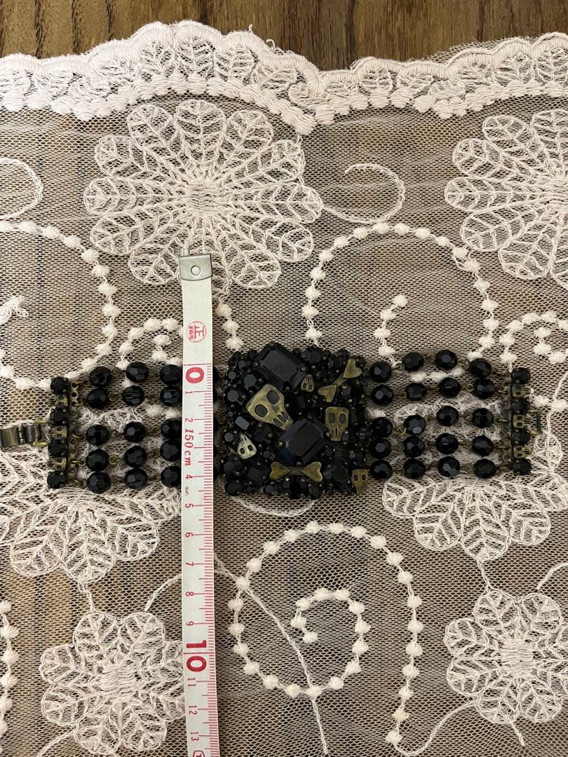 ヴィンテージ　スカル　黒ビーズ5連ブレスレット　ゴージャス 一点物