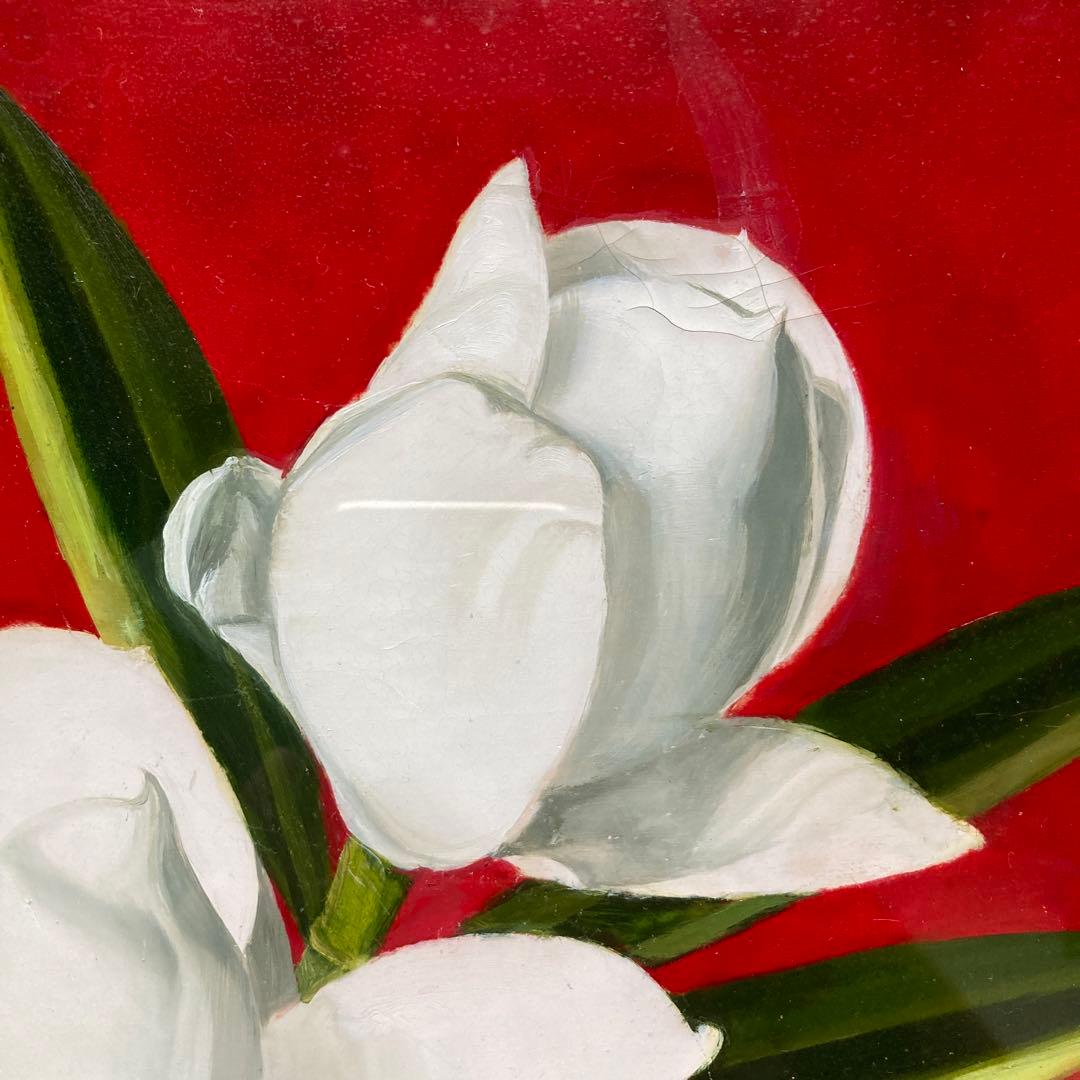 洋画家　高野三三男　題名「泰山木」1972年￼額49×58絵32×41cm6F