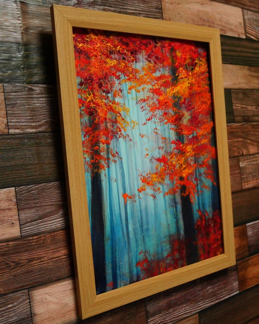 油絵 絵画 【夜の紅葉】