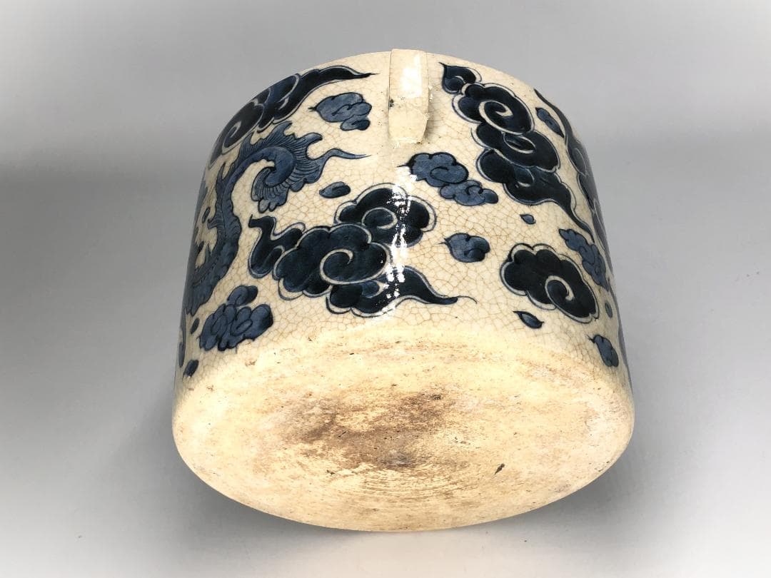 【 呉須水指 】　唐物骨董　清朝古玩　桐箱付き　　　　N0505I