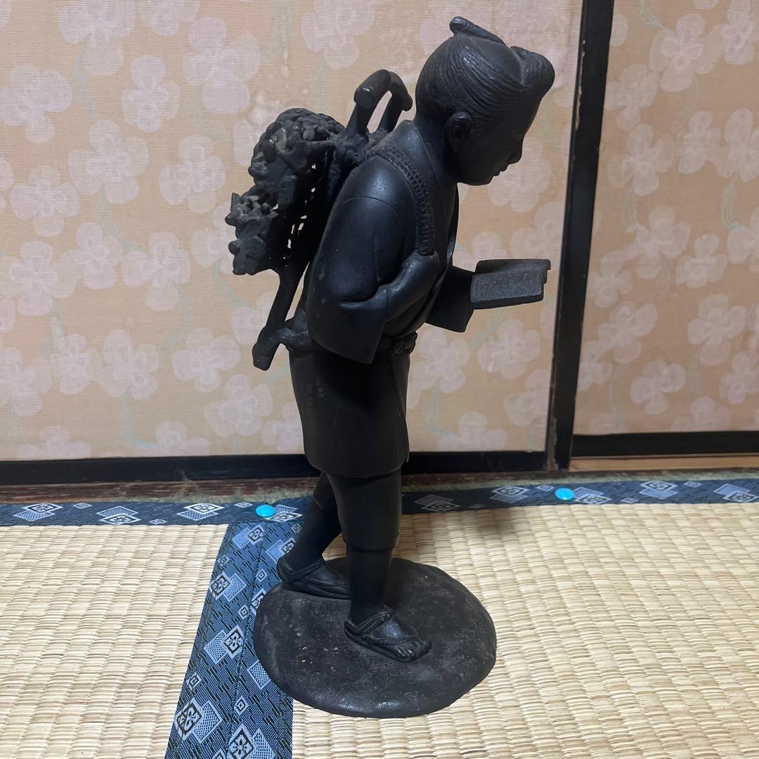 金属製 彫刻 にのみやきんじろう像　約20cm