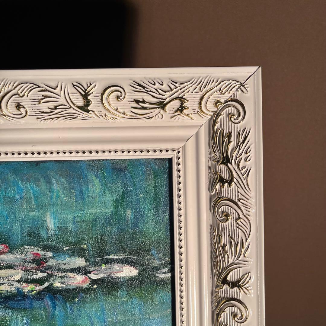 ★秀作★ 手書き油絵 クロード・モネ 睡蓮の池 額付 絵画 インテリア 油彩画