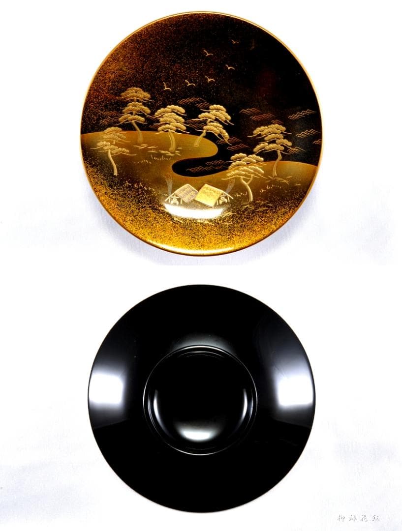 堂畑勝峯 輪島塗 塩釜蒔絵 茶托・銘々皿 五 共箱