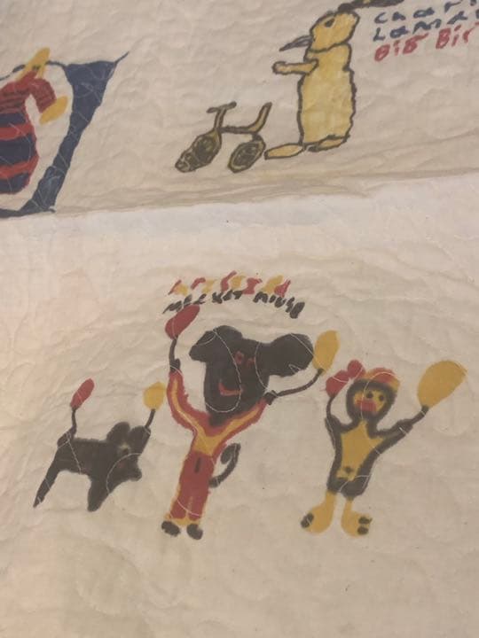 売約済み　アンティーク　パッチワーク　キルト  子どもの絵　アメリカ　テキサス