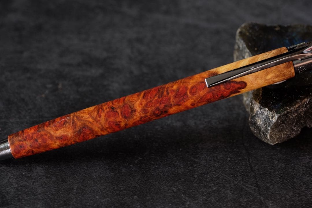 PG5木軸カスタム0174　高村杢工房 製図用シャープペンシル　花梨瘤　紅白