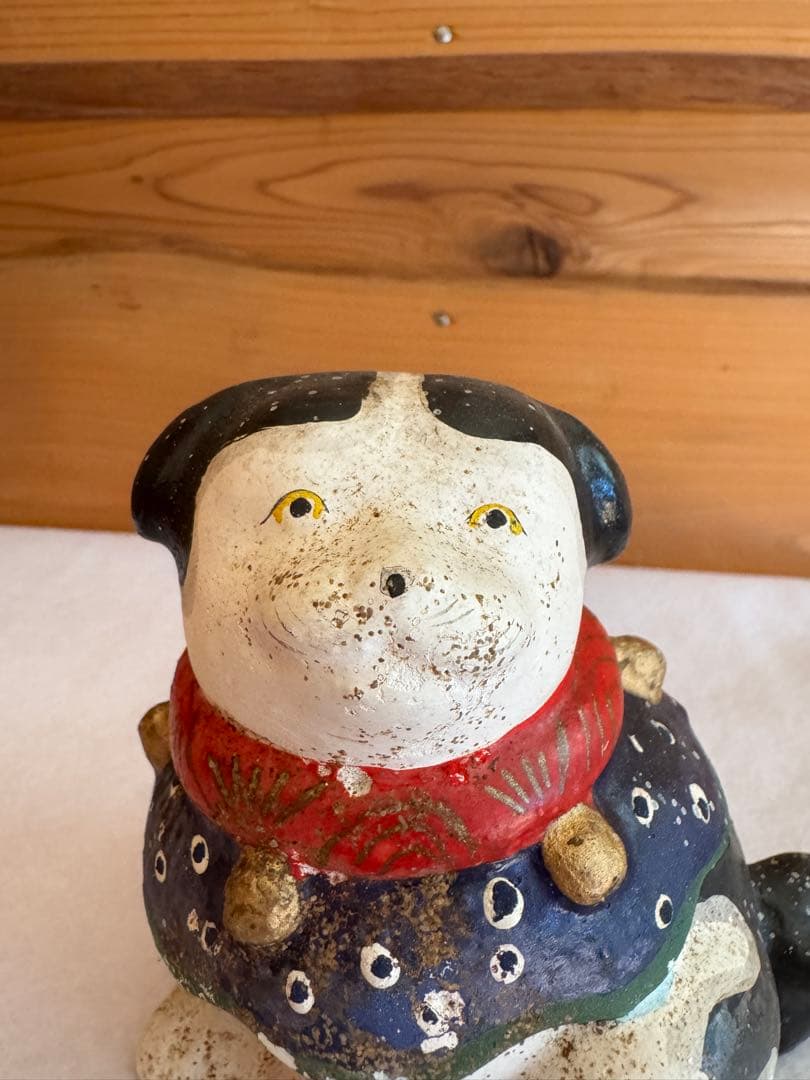 希少 中野土人形 奈良久雄 座り狆 郷土玩具 民藝 伝統文化 長野県