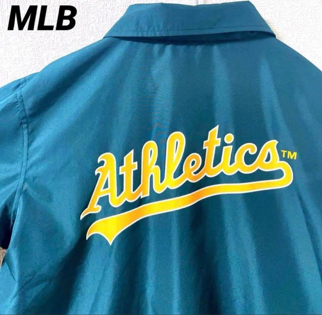 アスレチックス ナイロンジャケット　コーチジャケット　グリーン　Mサイズ