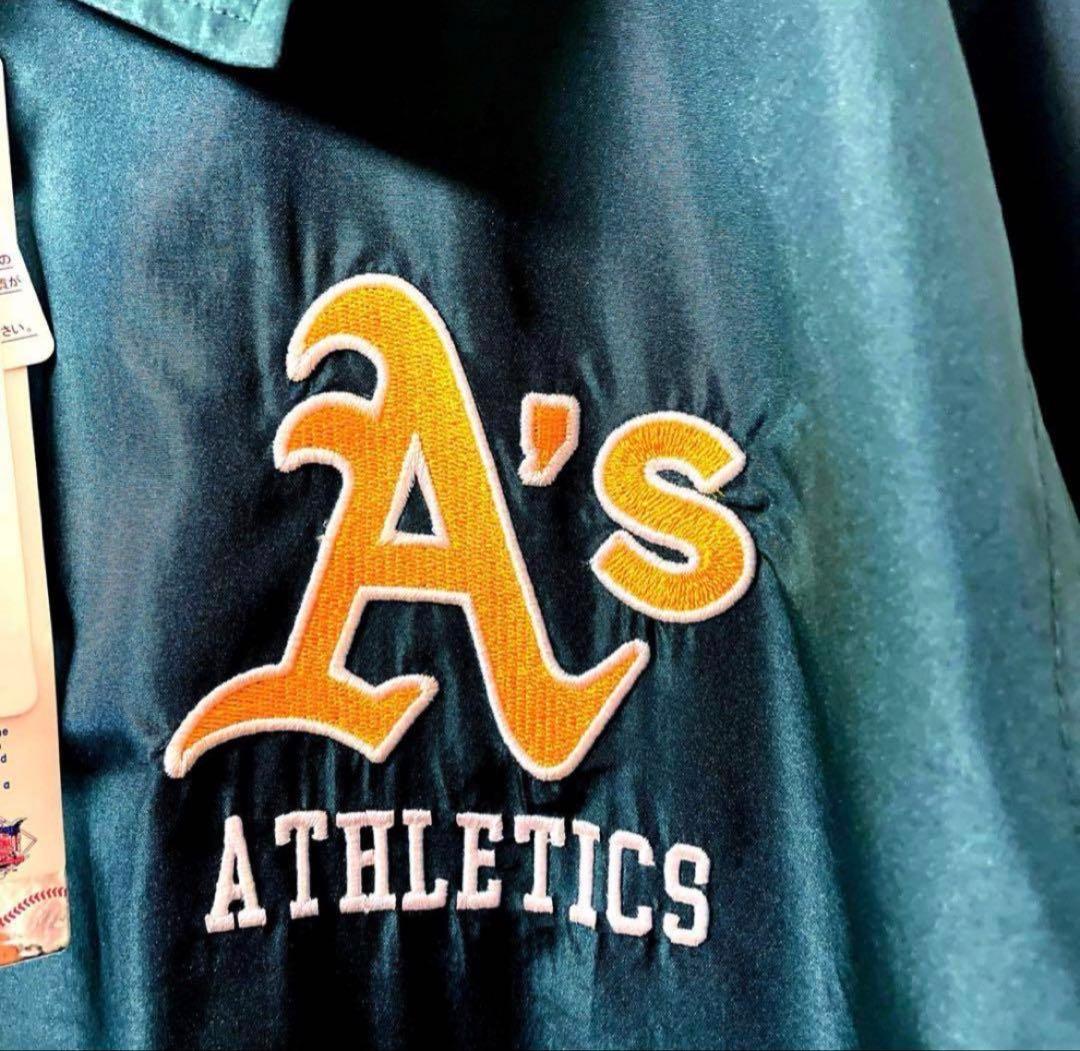 アスレチックス ナイロンジャケット　コーチジャケット　グリーン　Mサイズ