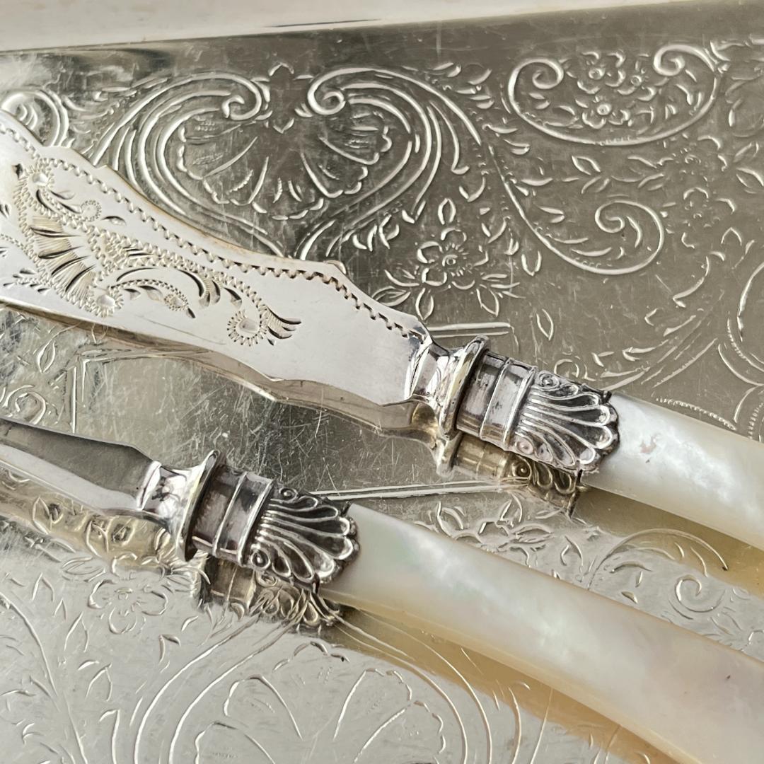 【英国】【白蝶貝】ブレッグファストセット バターナイフ / プレザーブスプーン