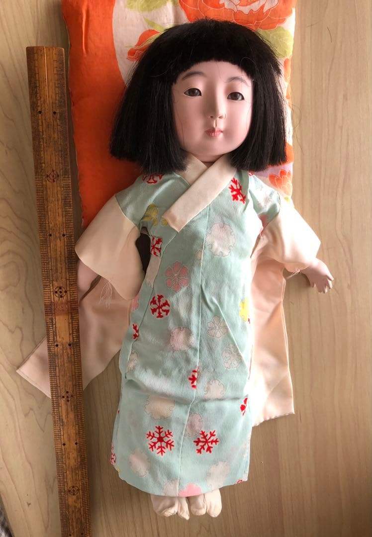 市松人形 約40cm+衣装+立て台