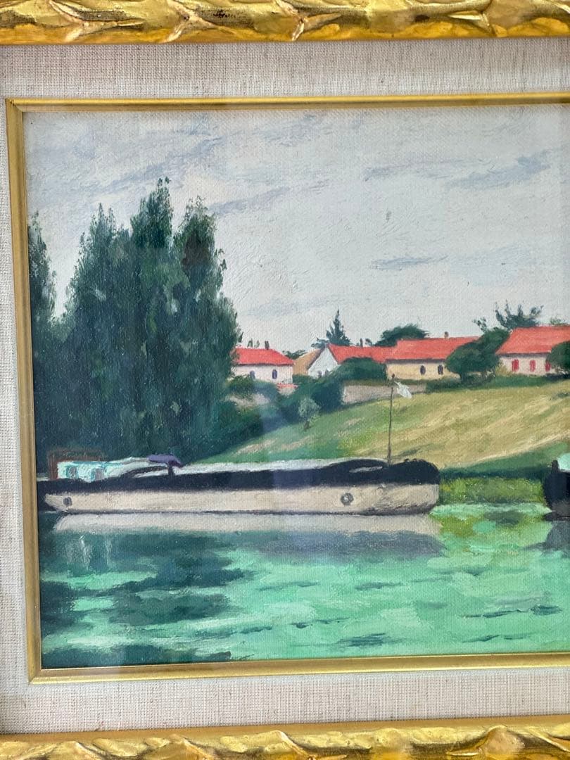 古田 帯川 『セーヌ川畔』 3号 梅田画廊 絵画 油彩 洋画