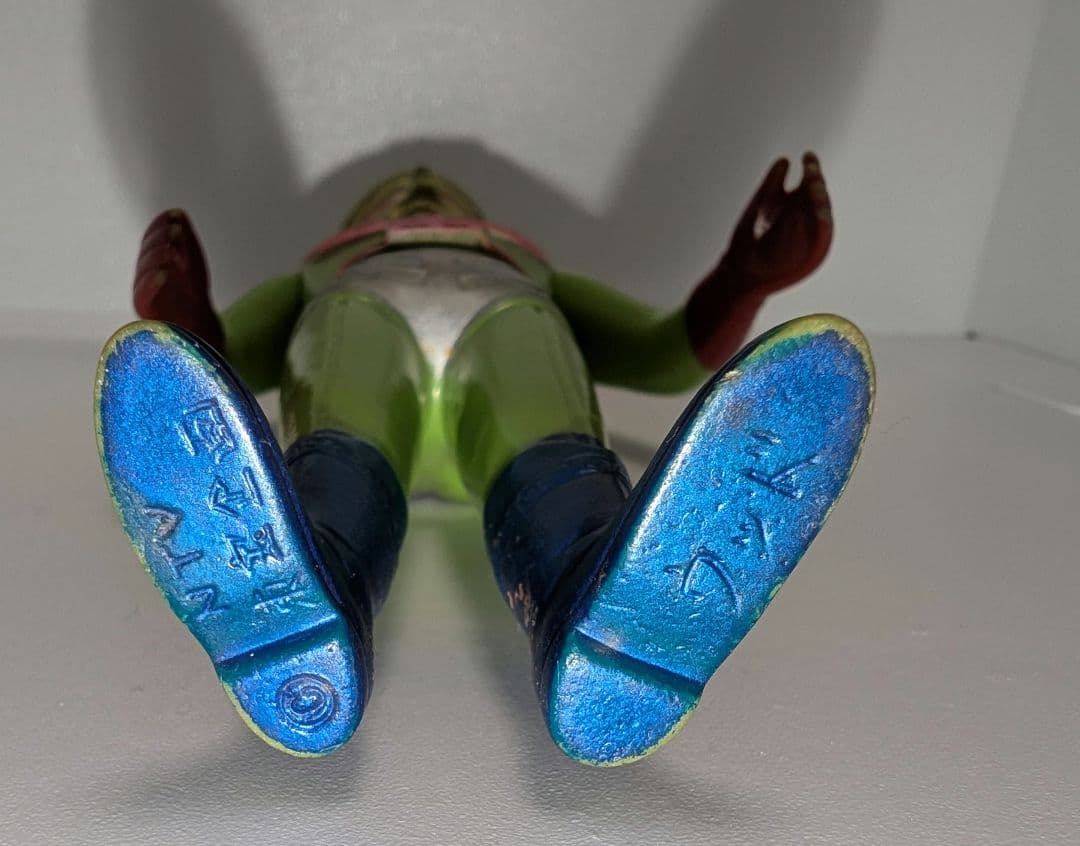 突き指ちゃん【珍色】グリーンマン ウッド ソフビ 当時物