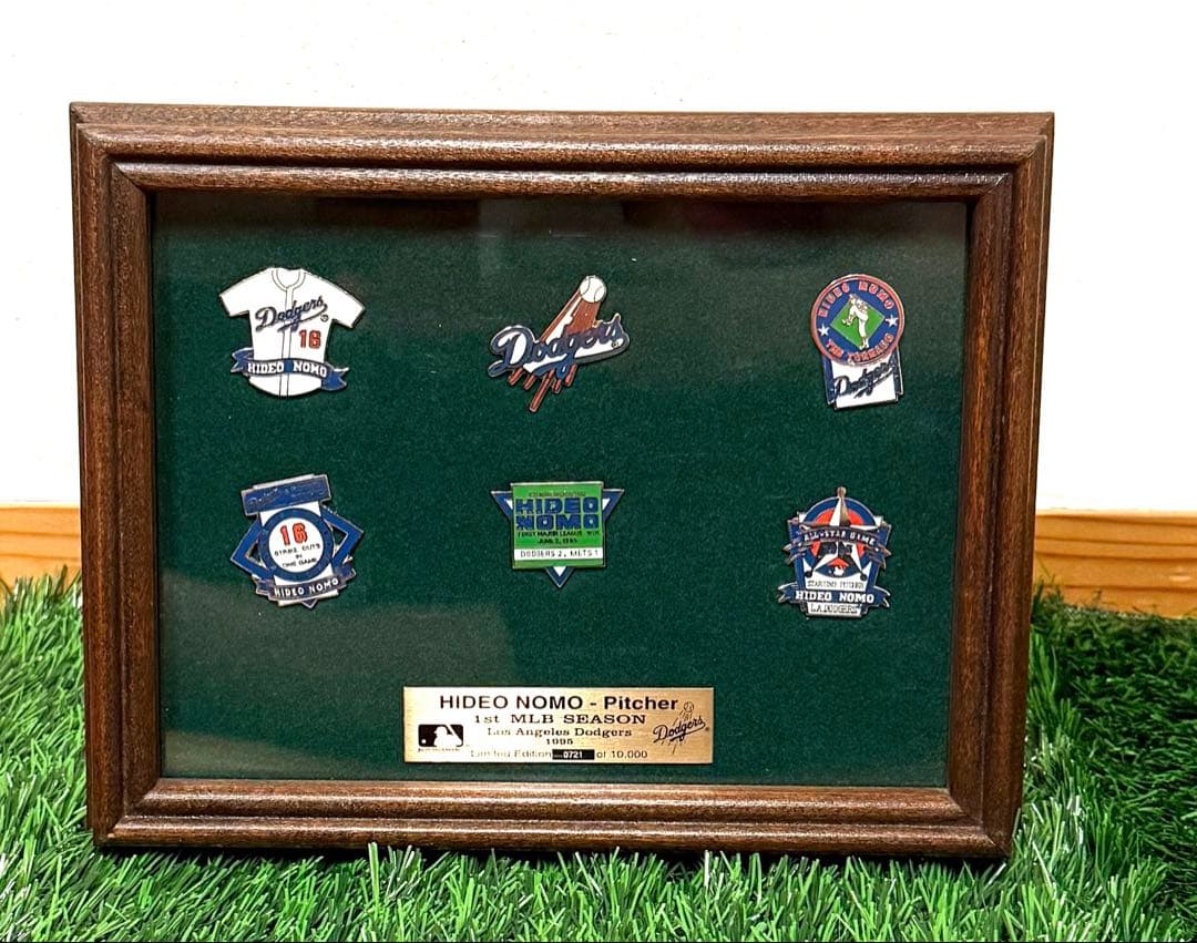 ⭐️野茂英雄⭐️1995年　ドジャース　限定ピンバッジセット　額縁、オマケ付き