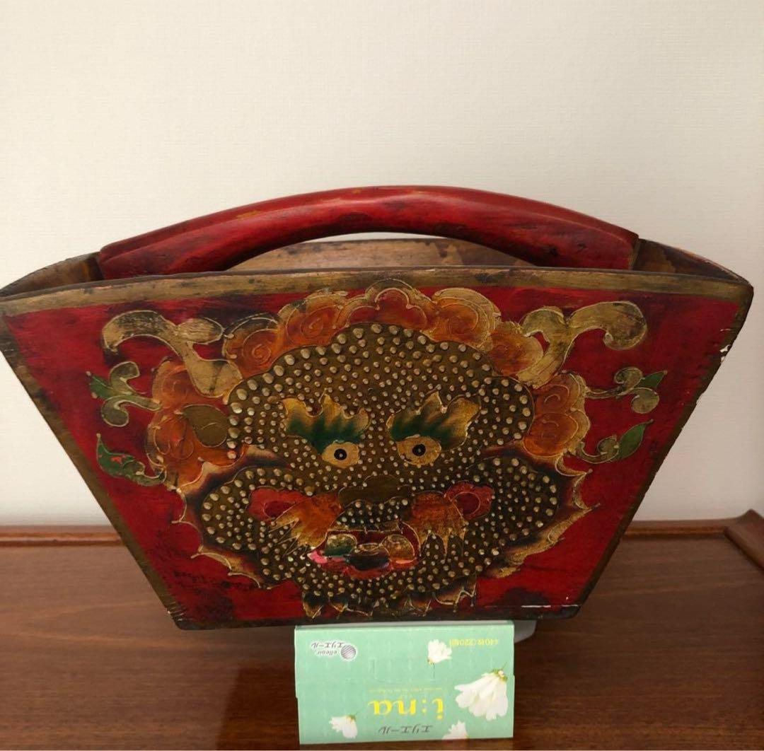 清代 木製龍紋斗