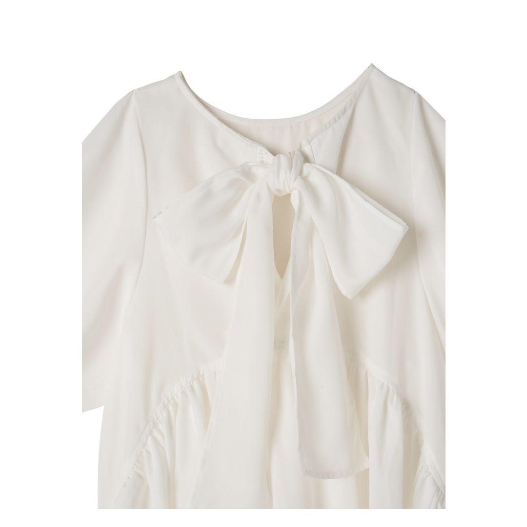 Naptime パフスリーブフレアブラウス ホワイト