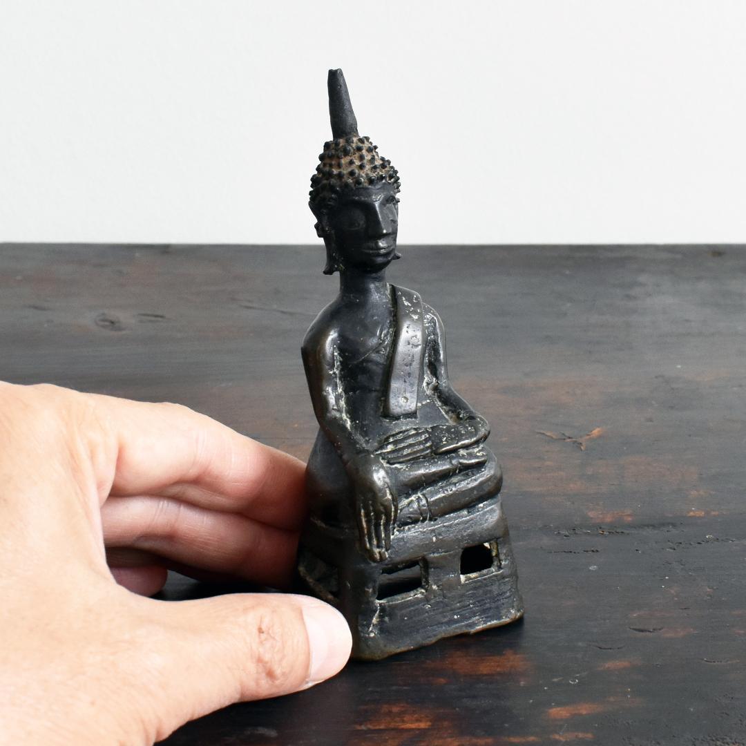 東南アジア ラオス18世紀頃 ランサーン王朝期 青銅仏像 /金銅仏 ブッダ 古銅