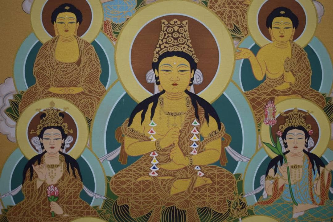 真作/国井道成/國井道成/十三佛図/十三佛大師像/桐共箱付/布袋屋掛軸HJ-22