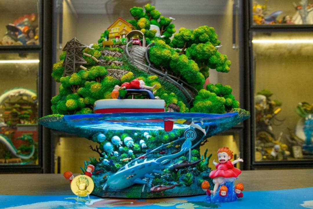 宮崎駿 崖の上のポニョ ポニョと宗介 彫刻フィギュア