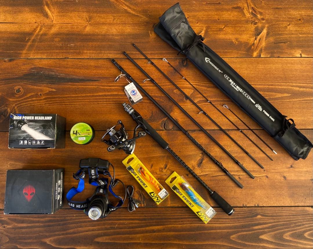 エギングセット　超軽量　カーボンロッド　エギングロッド　8ft PEライン