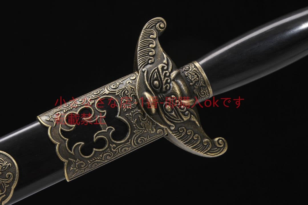 乾隆佩剣二級黒檀百錬模様鋼  古兵器 武具　刀装具　日本刀　模造刀 居合刀