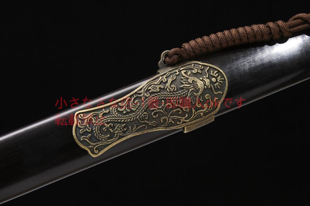 乾隆佩剣二級黒檀百錬模様鋼  古兵器 武具　刀装具　日本刀　模造刀 居合刀