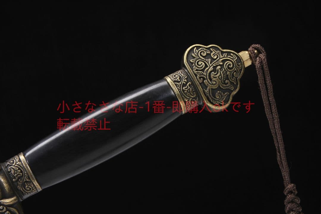 乾隆佩剣二級黒檀百錬模様鋼  古兵器 武具　刀装具　日本刀　模造刀 居合刀