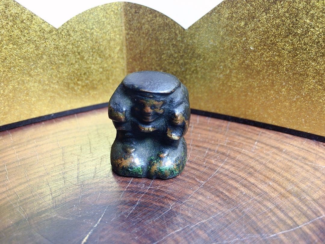 時代　古銅　大黒天　置物　高さ約2.5㎝　約47g 骨董 大黒天 置物 縁起物